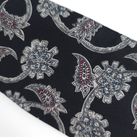 David Wilson Men Necktie All Silk Paisley Black Gray Size 58x4 - NWOT - USA - Picture 2 of 6
